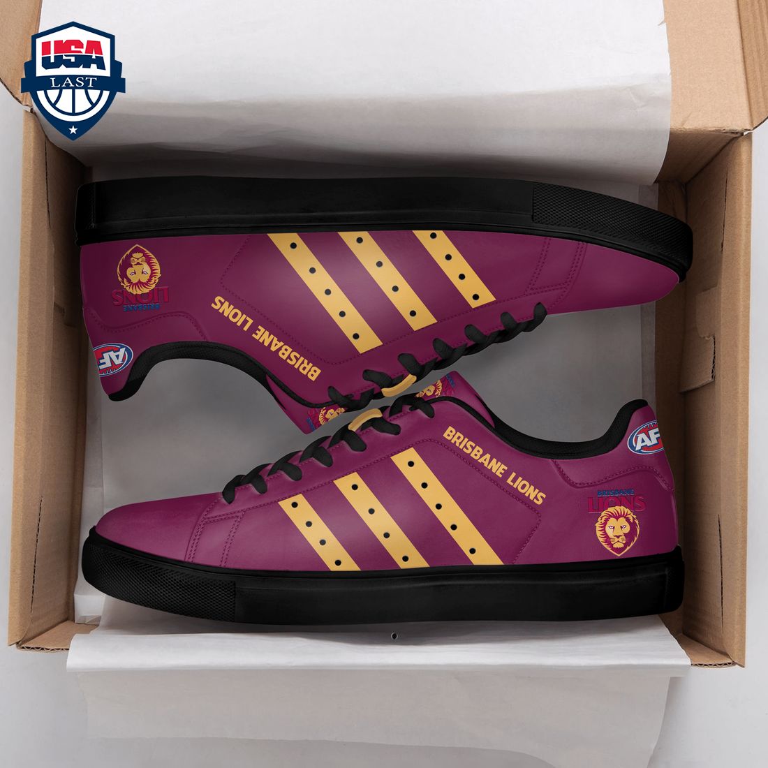 Brisbane Lions Yellow Stripes Style 3 Stan Smith Low Top Shoes