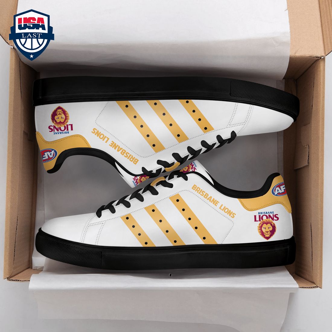 Brisbane Lions Yellow Stripes Style 4 Stan Smith Low Top Shoes