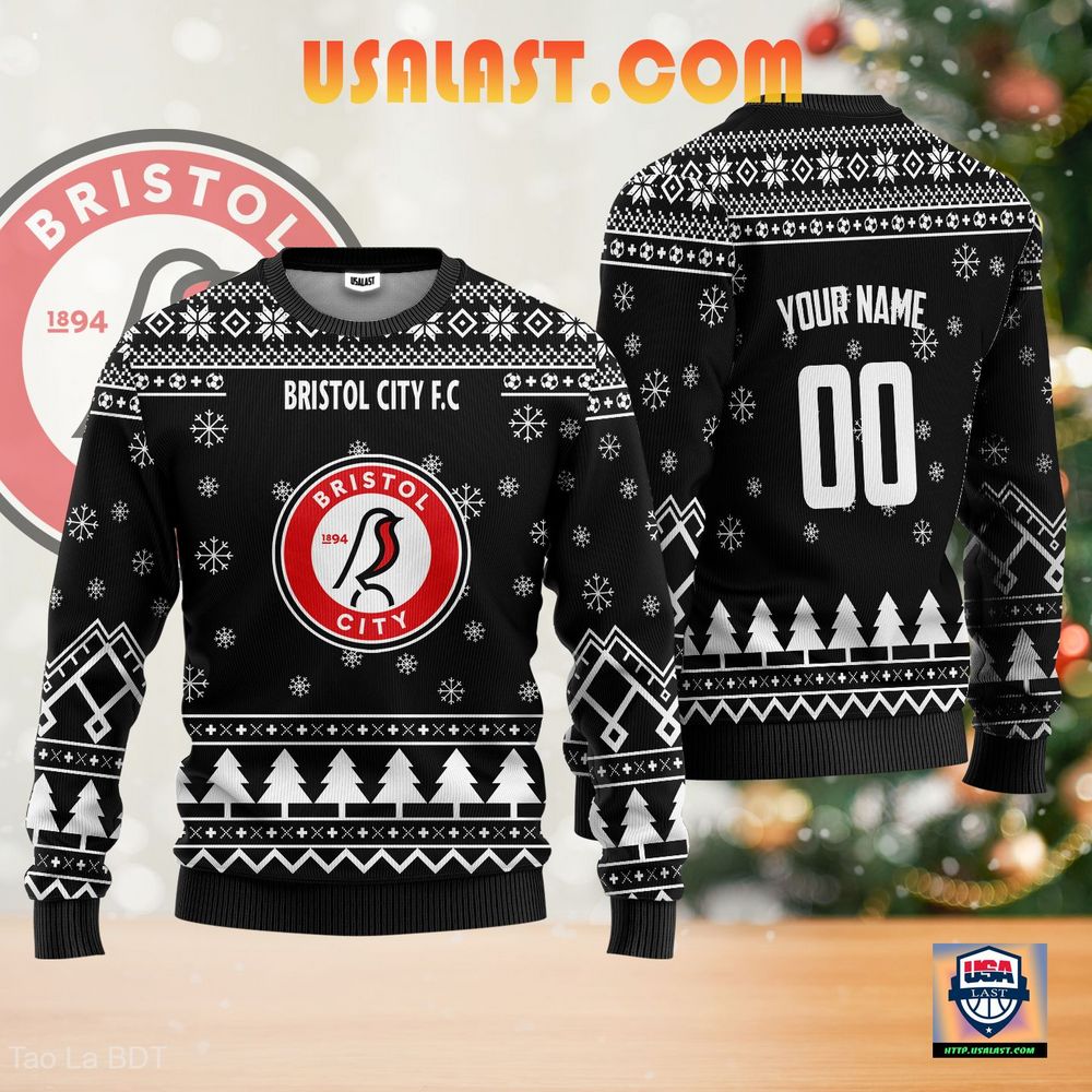 Esty Bristol City F.C Ugly Christmas Sweater Black Version