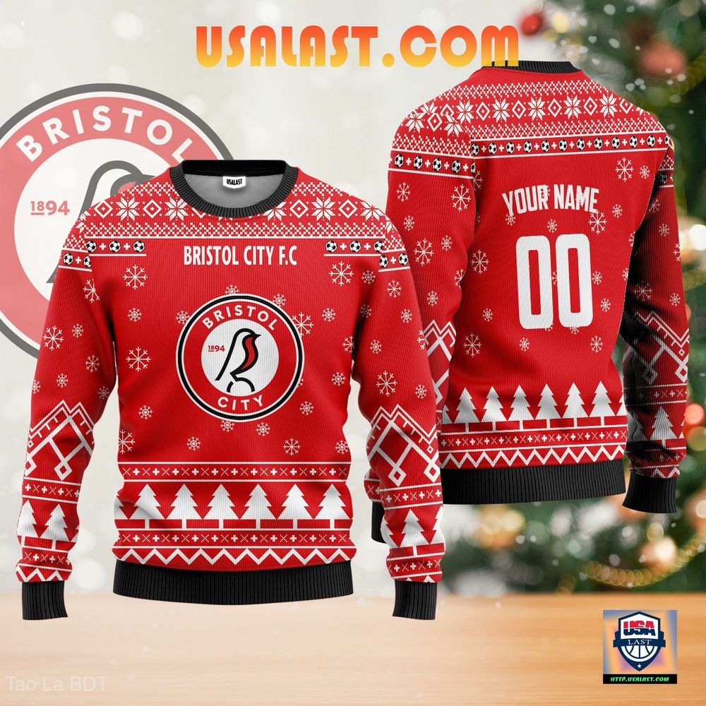 Bristol City F.C Ugly Christmas Sweater Red Version - You look cheerful dear