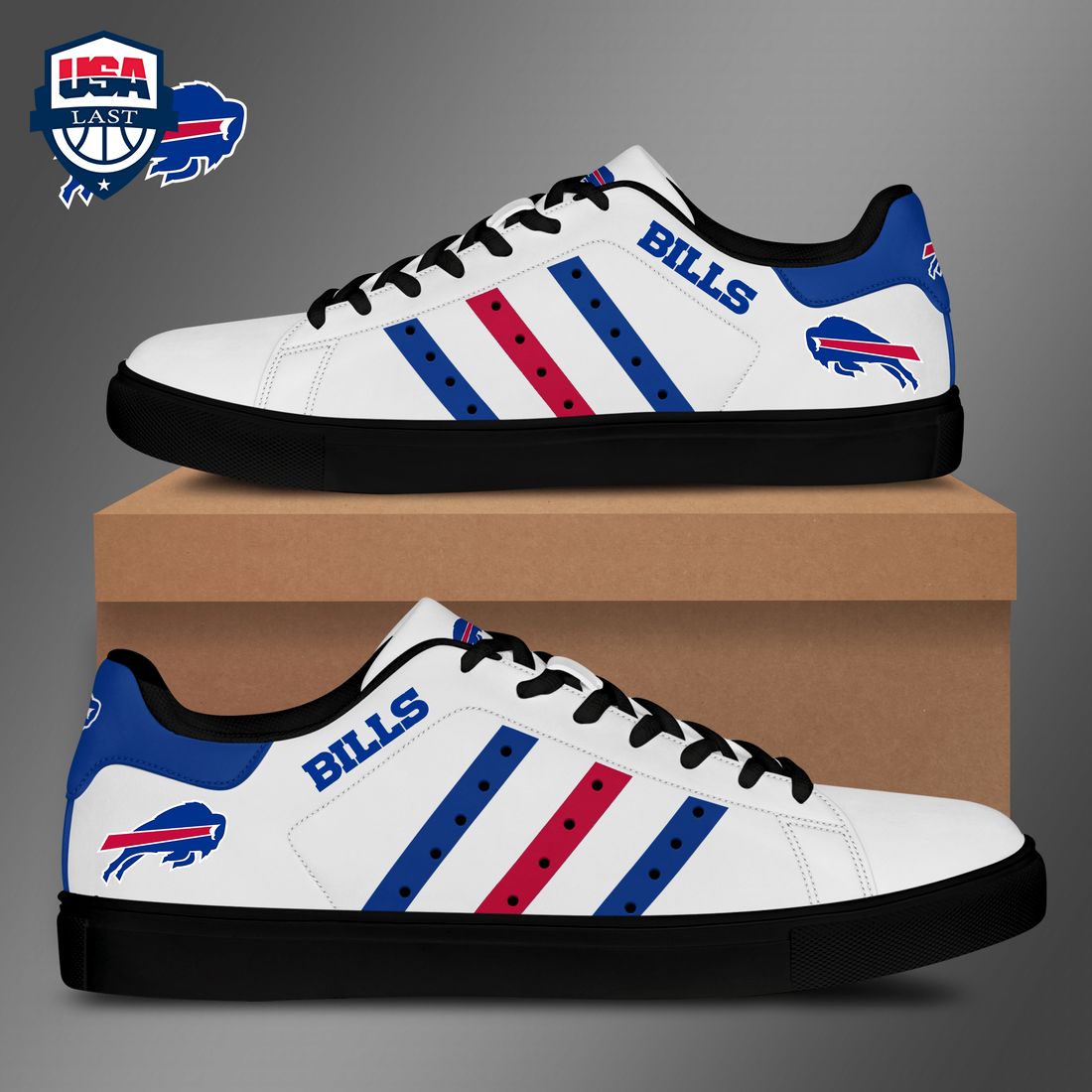 Buffalo Bills Blue Red Stripes Stan Smith Low Top Shoes