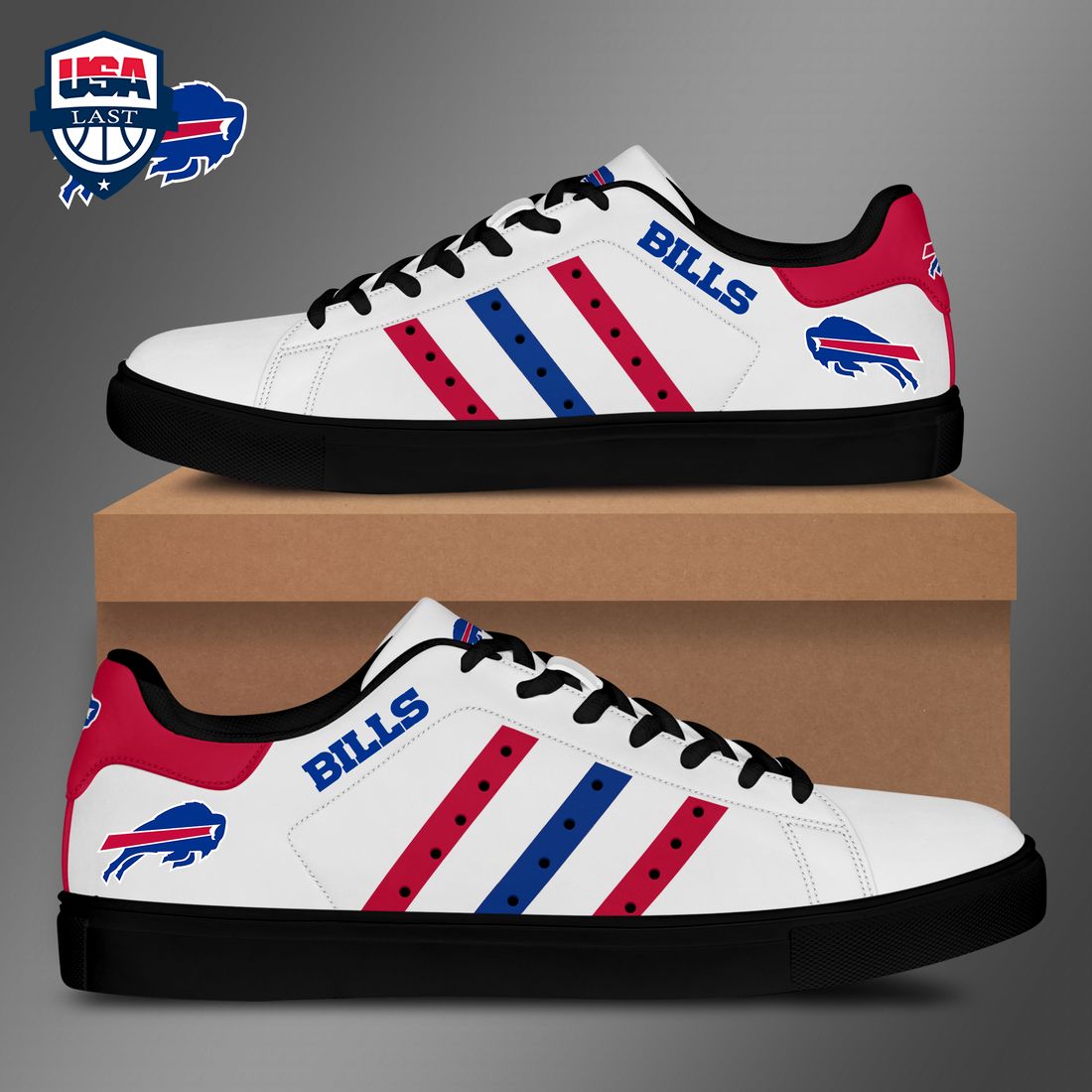 Buffalo Bills Red Blue Stripes Stan Smith Low Top Shoes