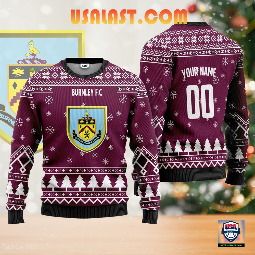Wholesale Burnley F.C Ugly Christmas Sweater Burgundy Version