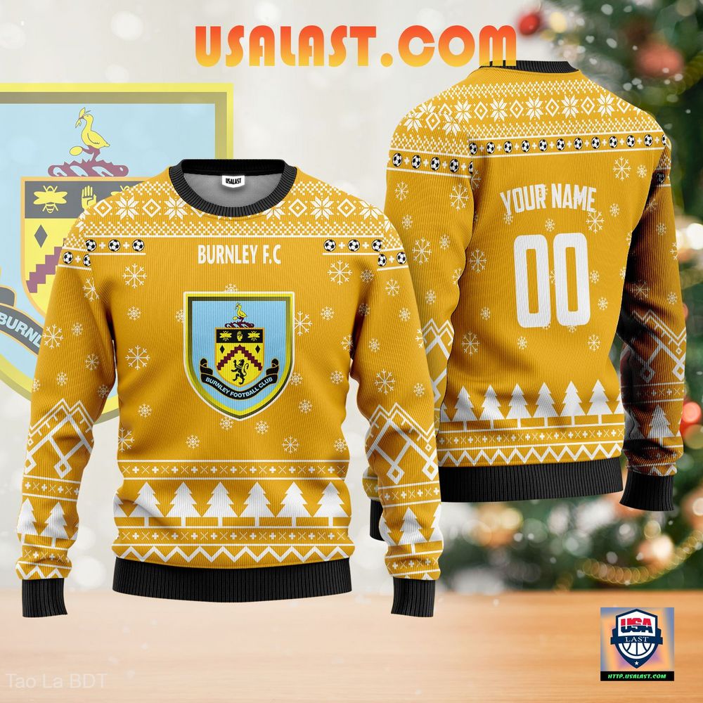 Welcome Burnley F.C Ugly Christmas Sweater Gold Version