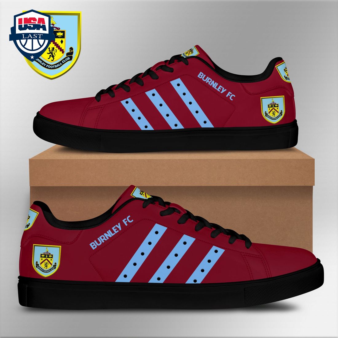 Burnley FC Aqua Blue Stripes Stan Smith Low Top Shoes