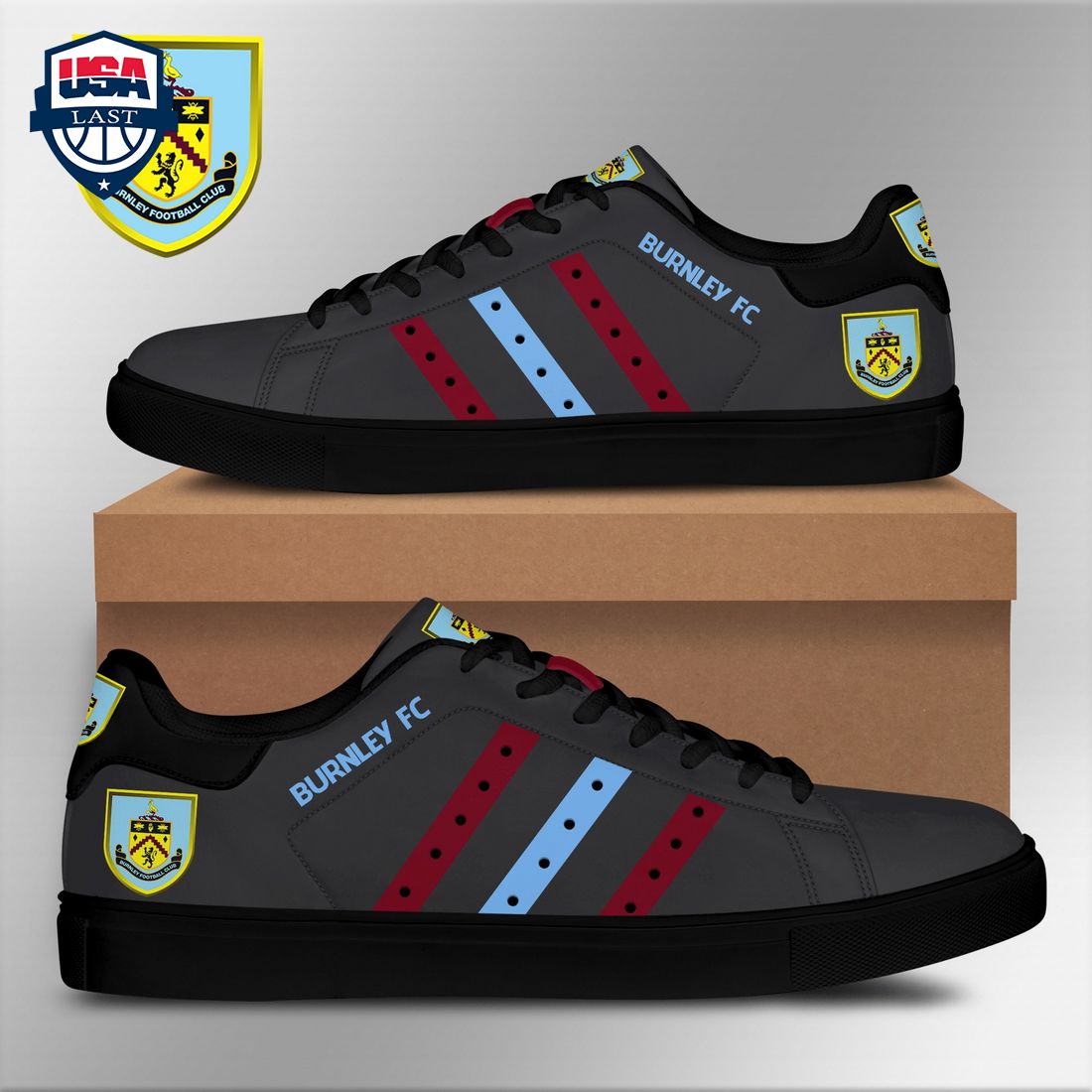 Burnley FC Red Aqua Blue Stripes Stan Smith Low Top Shoes