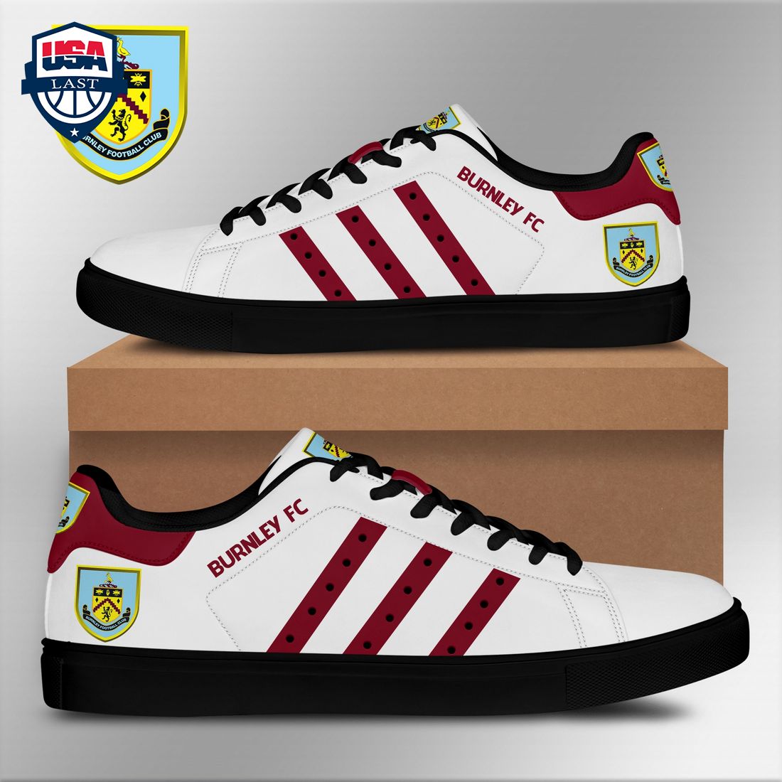 Burnley FC Red Stripes Style 4 Stan Smith Low Top Shoes