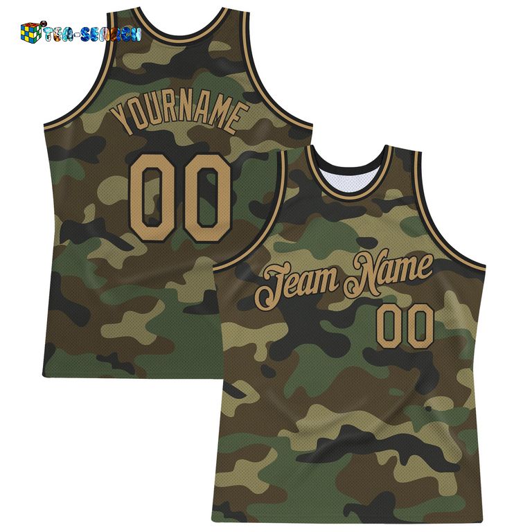 Amazon Camo Old Gold-black Authentic Salute To Service Basketball Jersey
