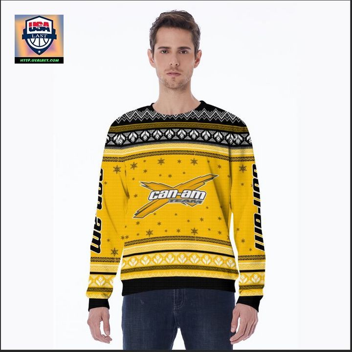 Can-am Team Yellow 3D Ugly Christmas Sweater - Sizzling