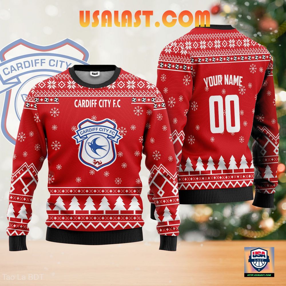 Cardiff City F.C Ugly Christmas Sweater Red Version - Loving click