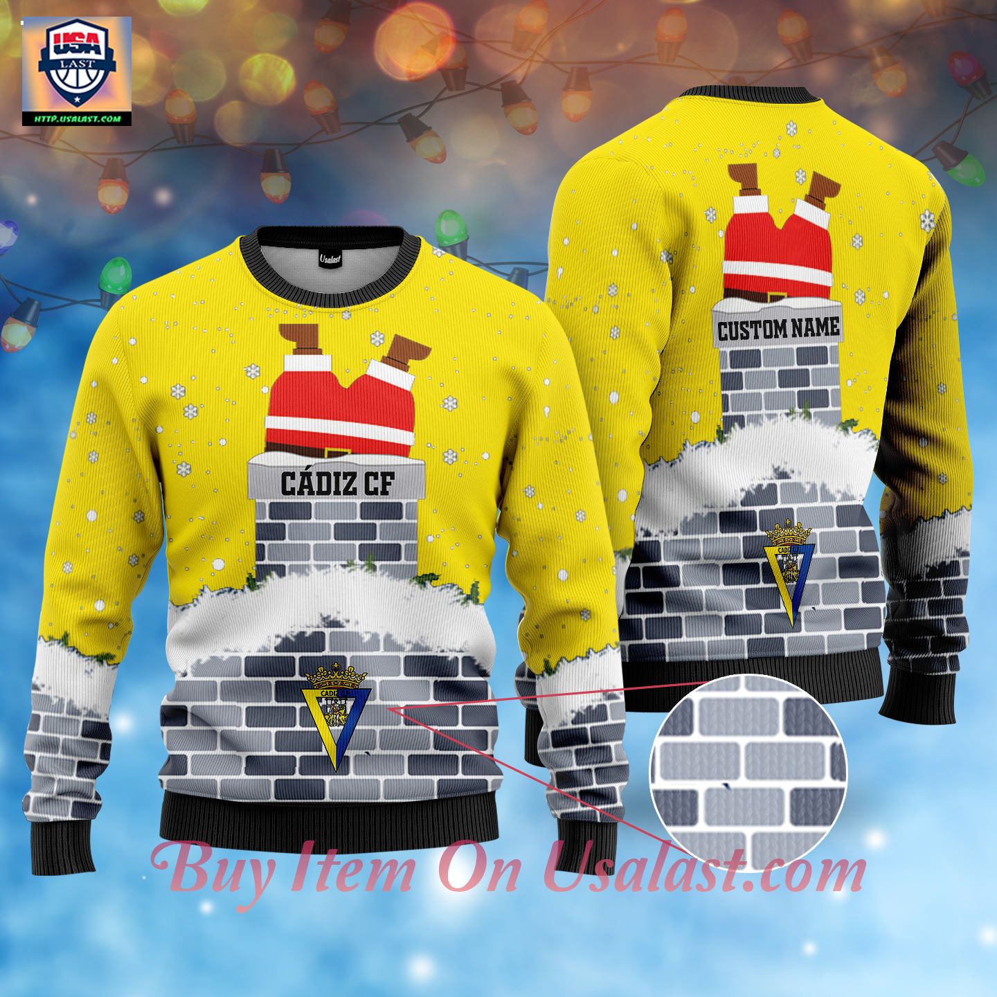 C�diz CF Santa Claus Custom Name Ugly Christmas Sweater - Cool DP