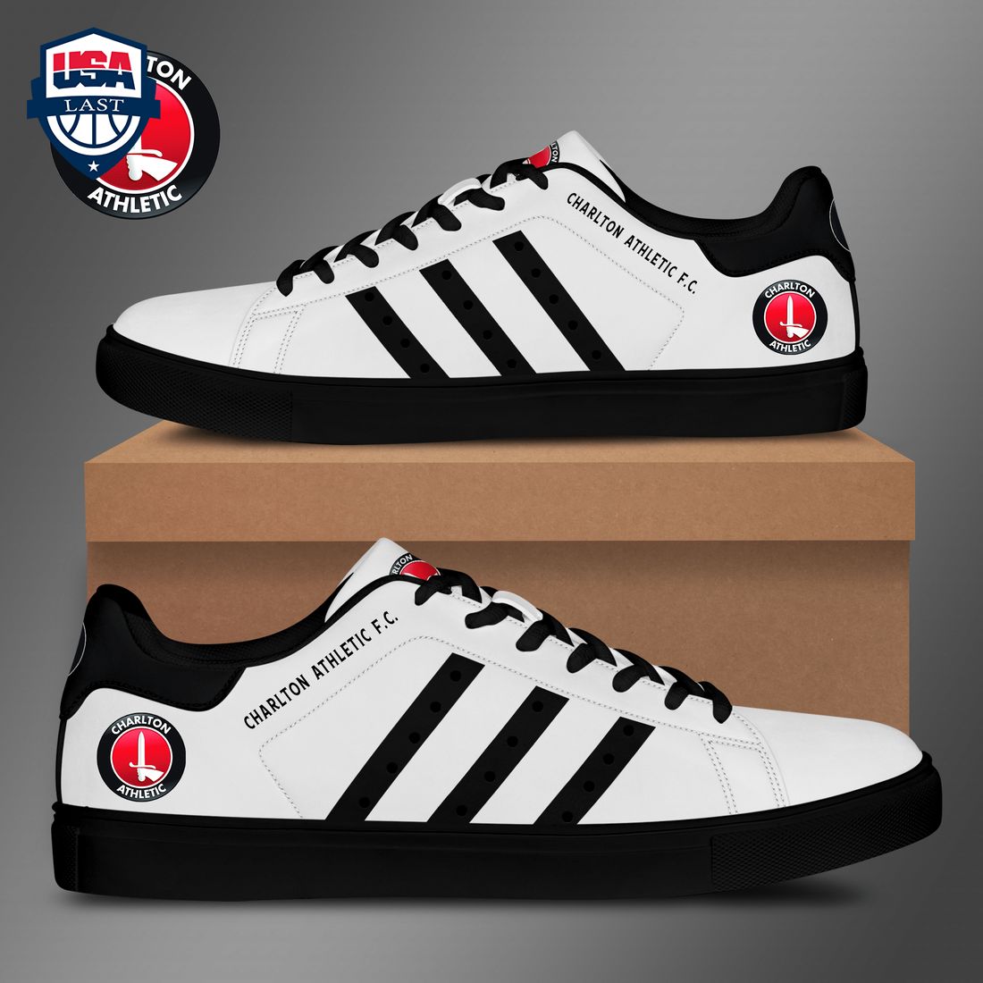 Charlton Athletic FC Black Stripes Style 1 Stan Smith Low Top Shoes