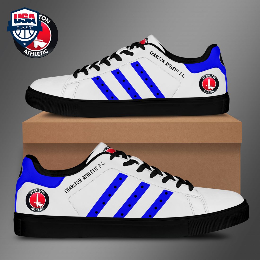 Charlton Athletic FC Blue Stripes Stan Smith Low Top Shoes