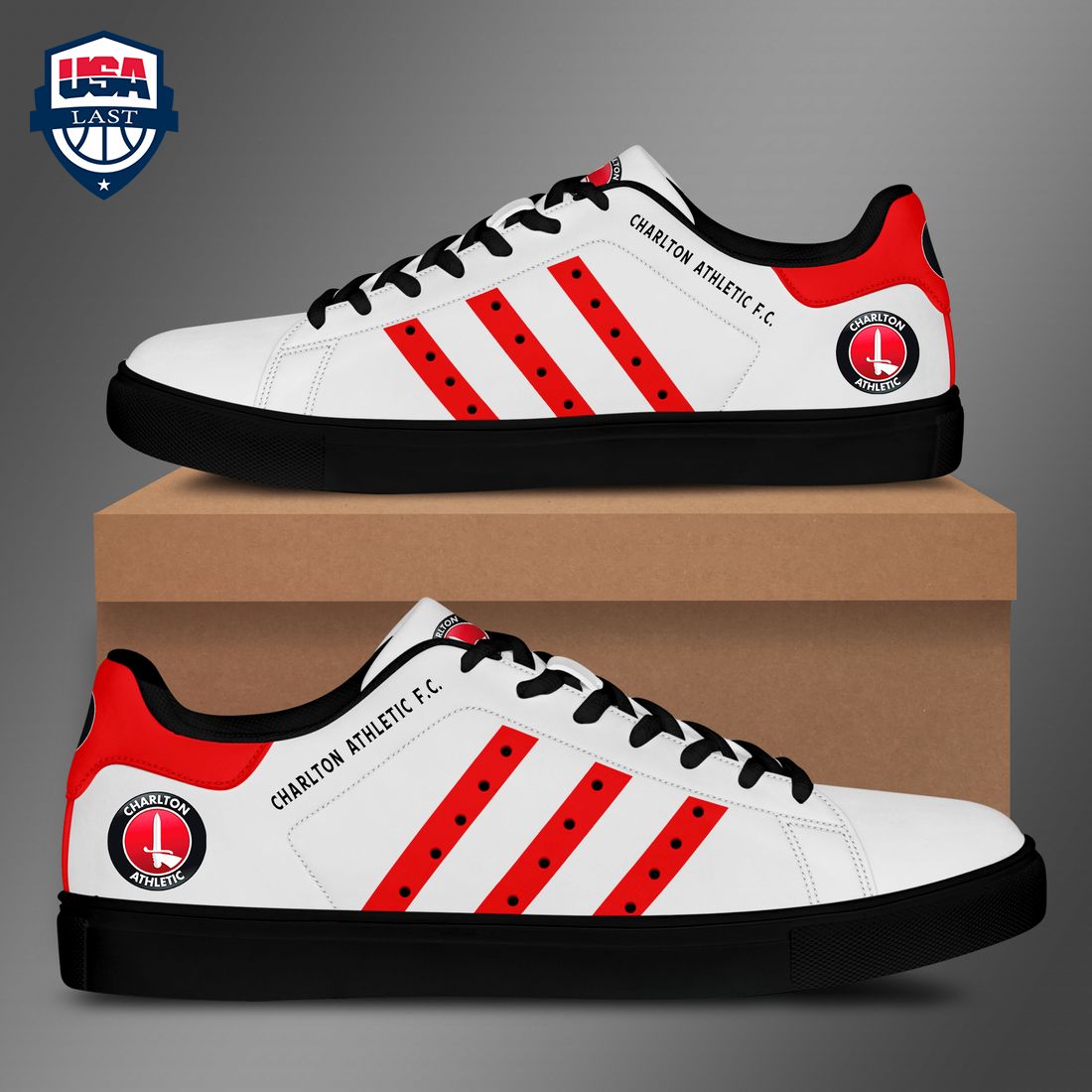 Charlton Athletic FC Red Stripes Stan Smith Low Top Shoes