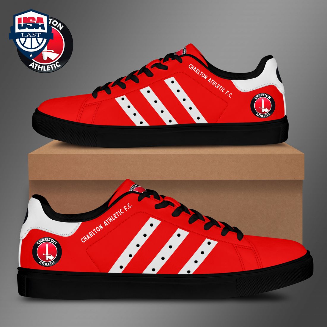 Charlton Athletic FC White Stripes Style 1 Stan Smith Low Top Shoes