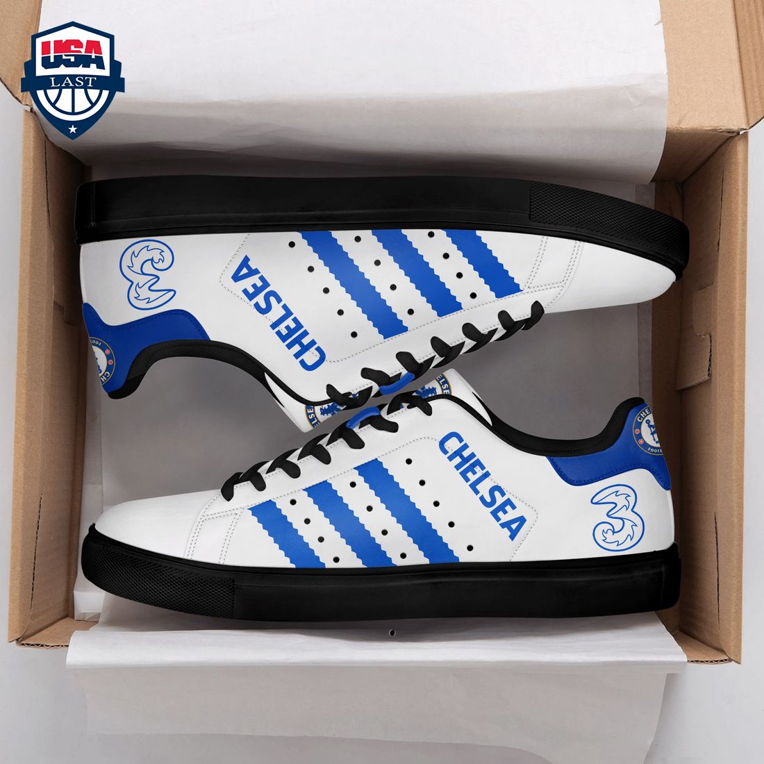 Chelsea FC Blue Stripes Style 2 Stan Smith Low Top Shoes