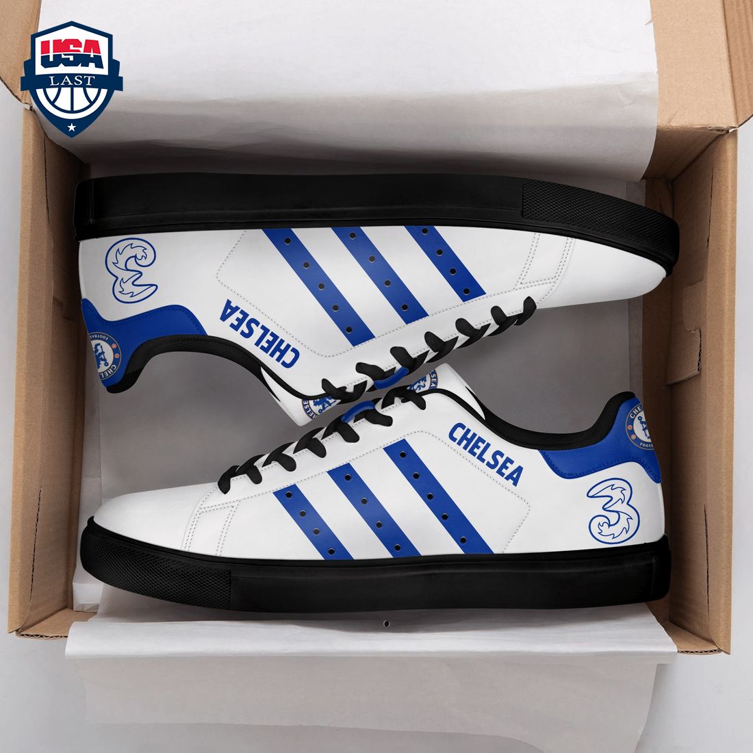 Chelsea FC Navy Stripes Style 1 Stan Smith Low Top Shoes