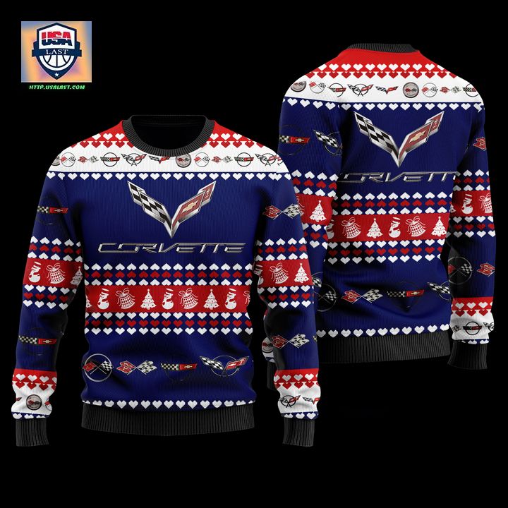 Chevrolet Corvette Merry Christmas Blue Ugly Sweater - Elegant picture.