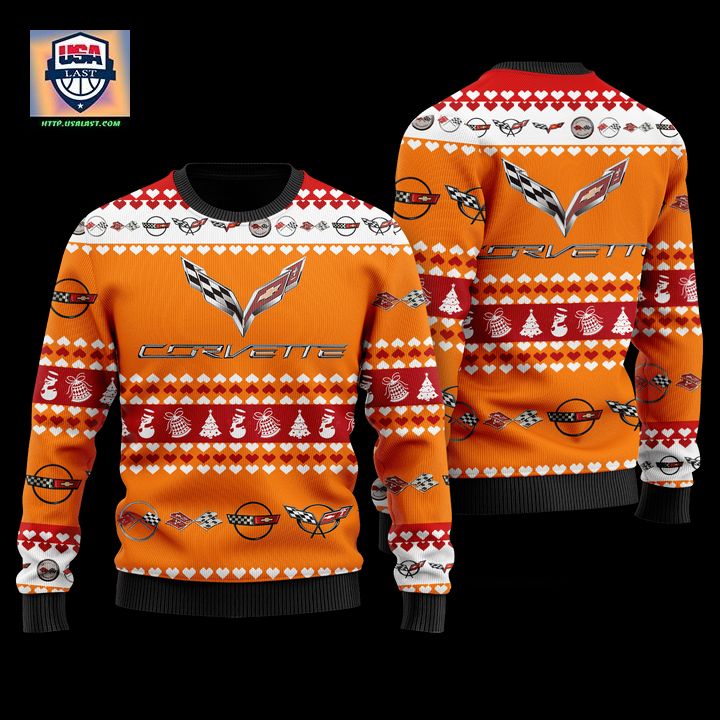 Best Sale Chevrolet Corvette Merry Christmas Orange Ugly Sweater