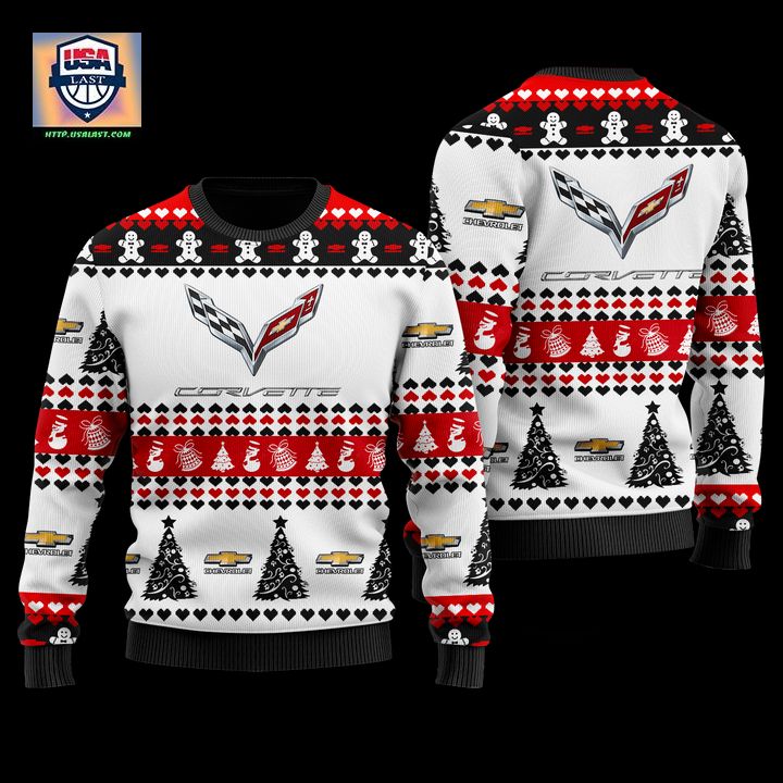 Luxurious Chevrolet Corvette Merry Christmas White Ugly Sweater