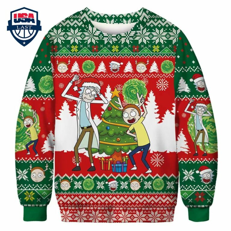 Christmas Tree Rick And Morty Ugly Christmas Sweater - It is too funny