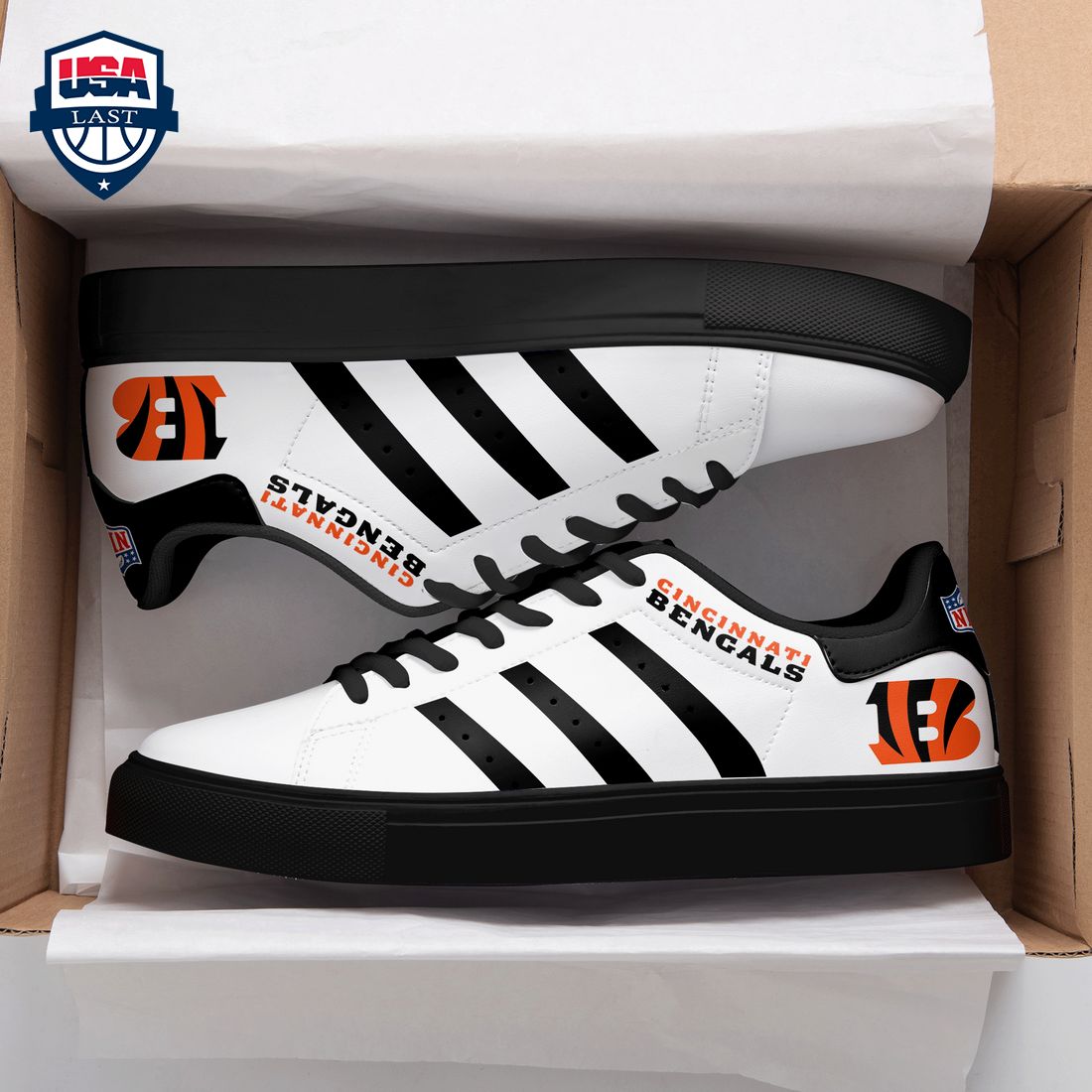 Cincinnati Bengals Black Stripes Stan Smith Low Top Shoes - Awesome Pic guys