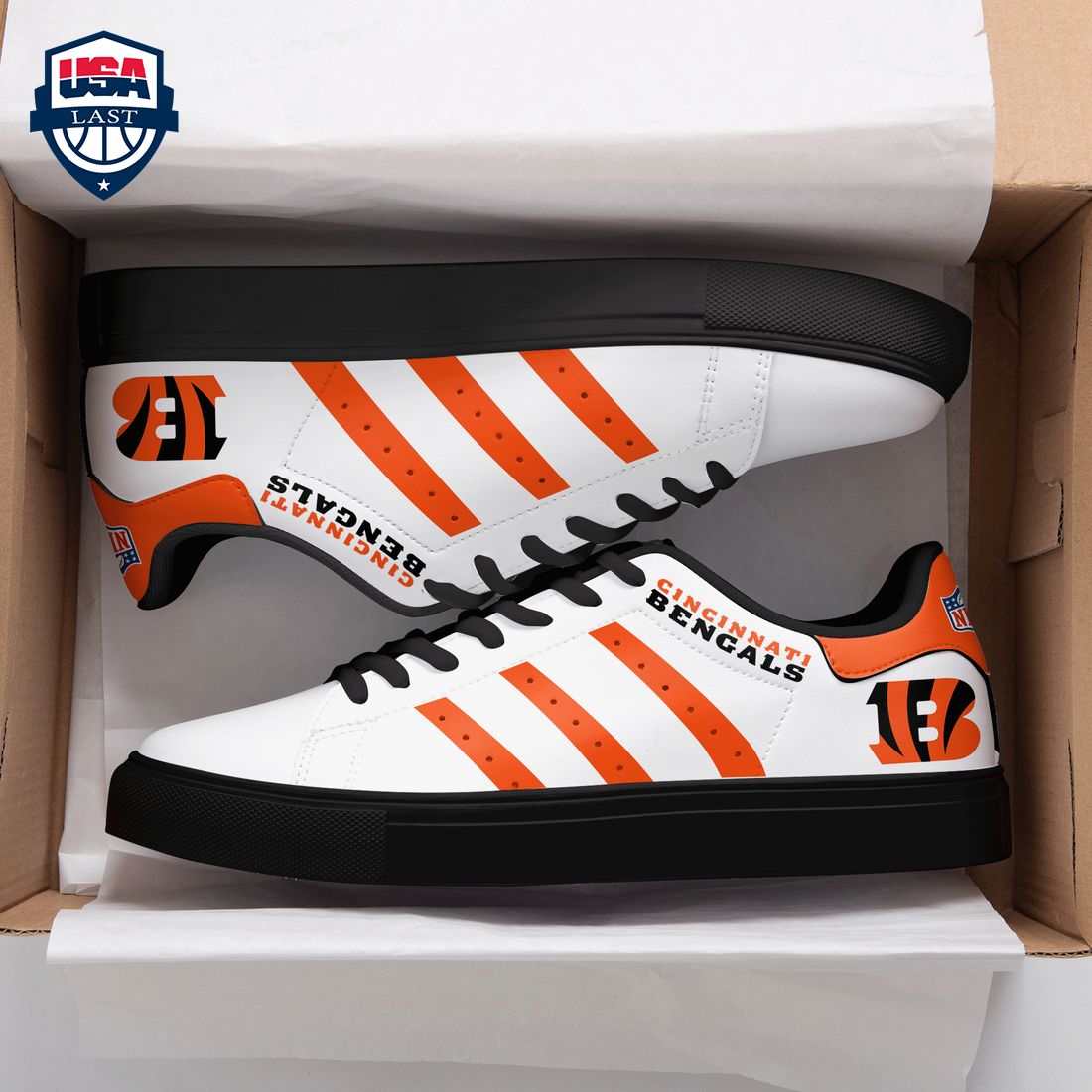 Cincinnati Bengals Orange Stripes Style 2 Stan Smith Low Top Shoes
