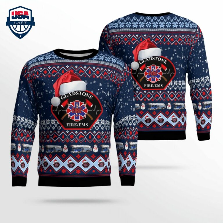 City of Gladstone Fire EMS 3D Christmas Sweater - Unique and sober