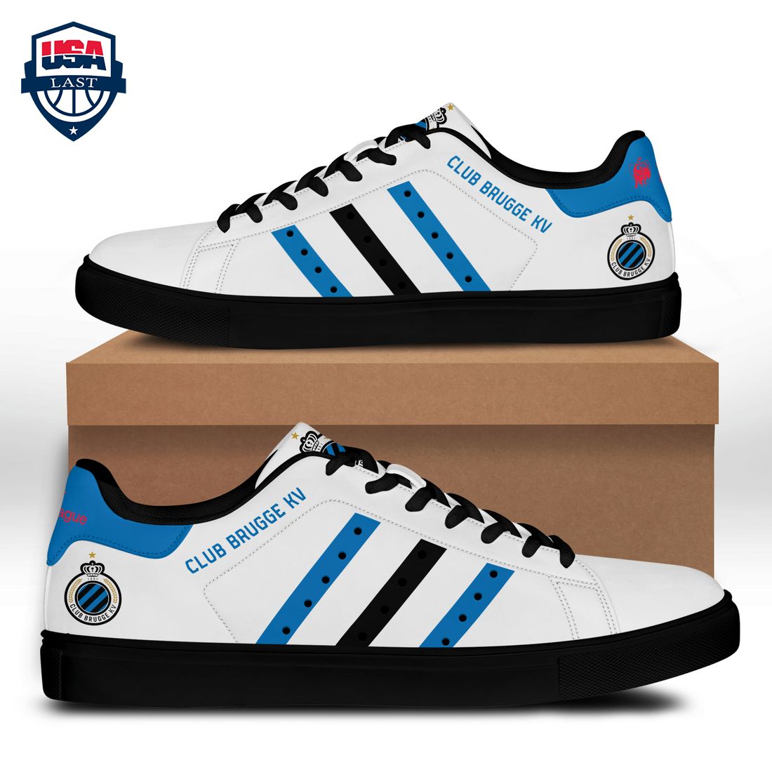 Club Brugge KV Blue Black Stripes Stan Smith Low Top Shoes