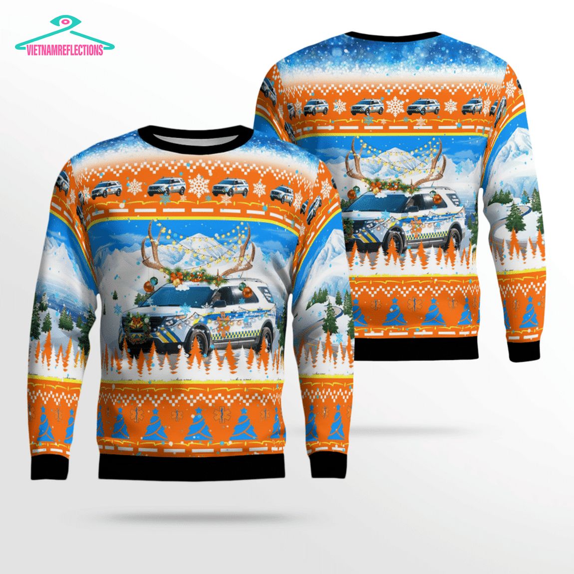 Collier County EMS Ford Explorer 3D Christmas Sweater - Royal Pic of yours