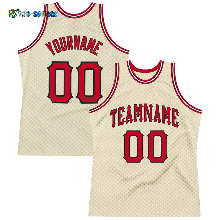 Top Alibaba Cream Red-black Authentic Throwback Basketball Jersey