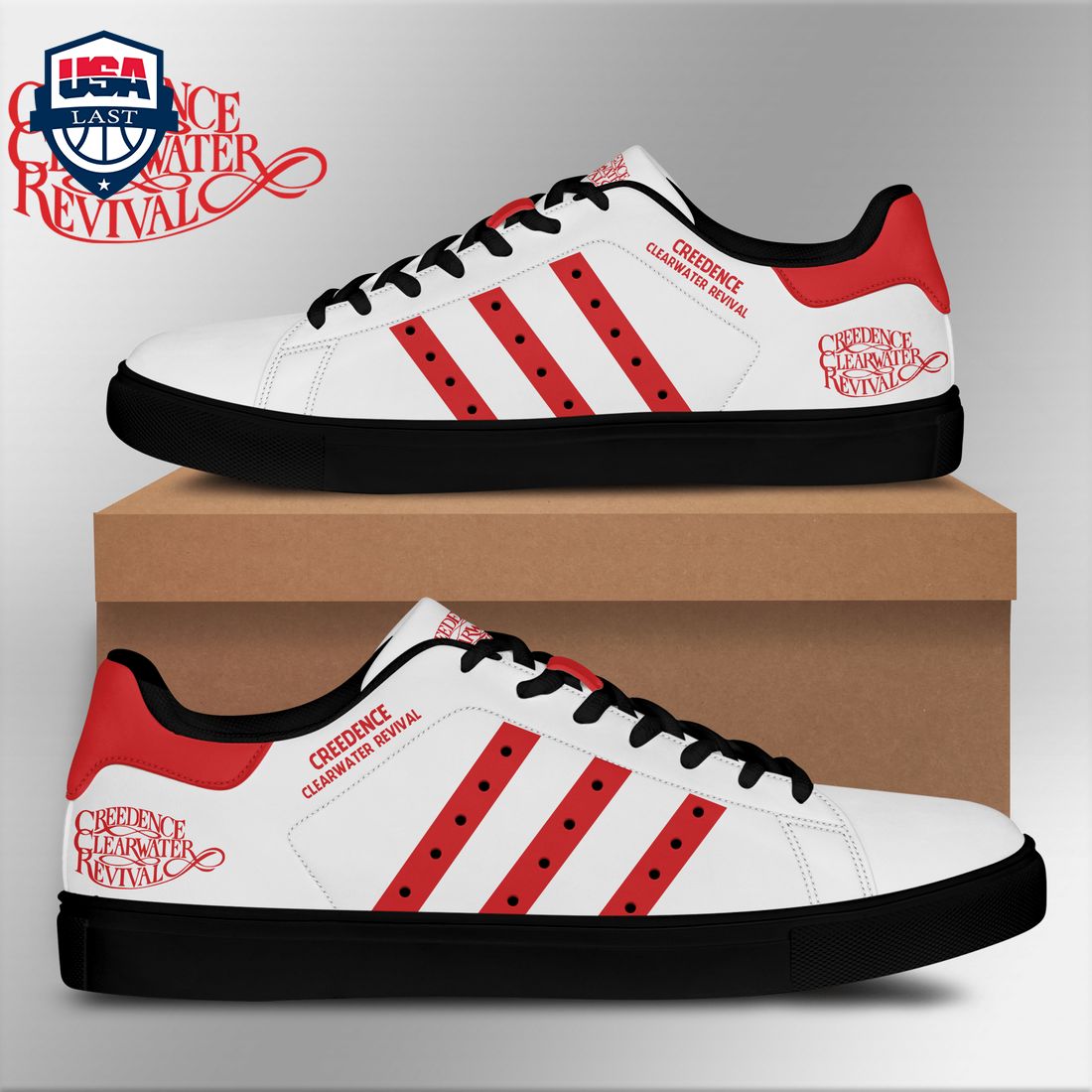 Creedence Clearwater Revival Red Stripes Style 1 Stan Smith Low Top Shoes