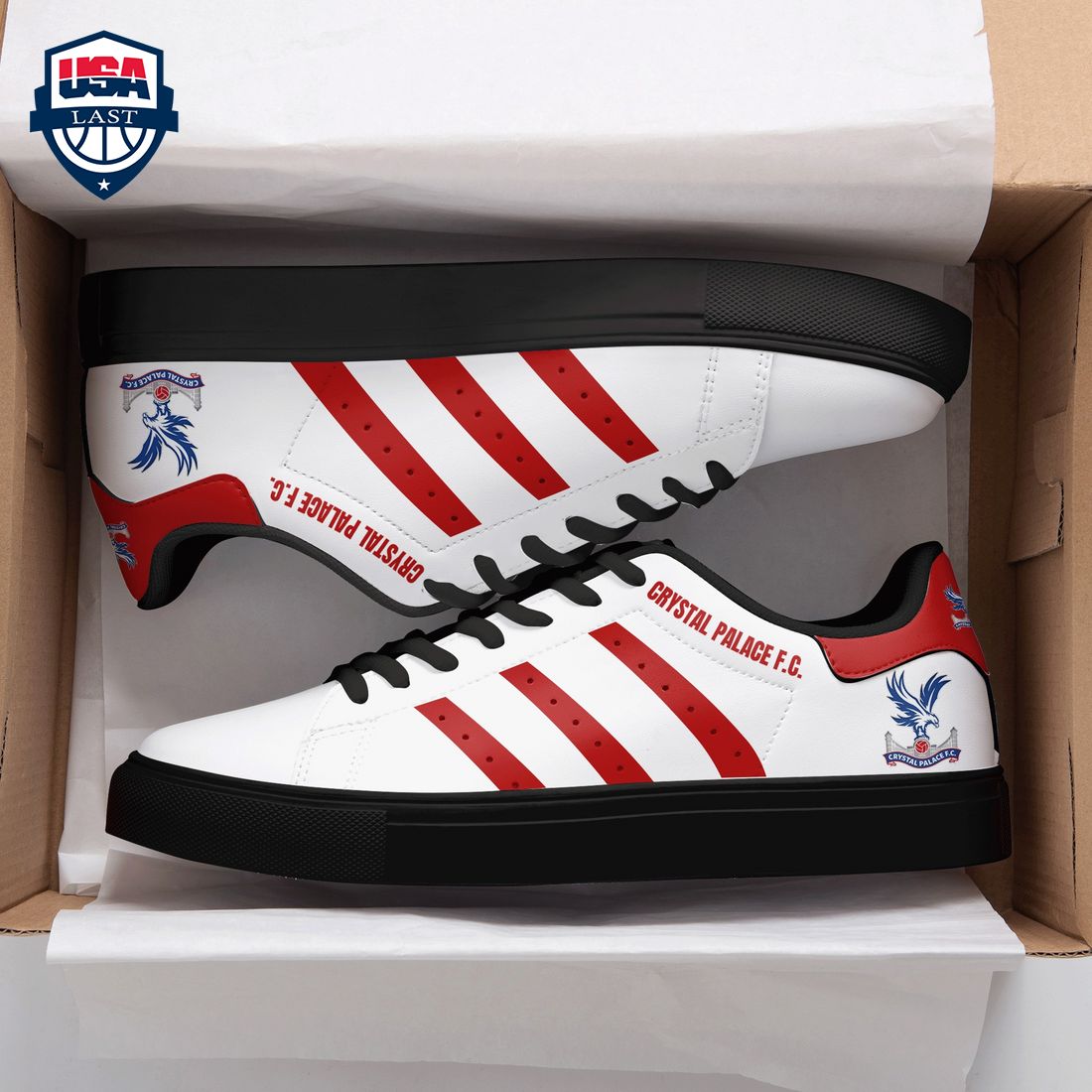 Crystal Palace FC Red Stripes Stan Smith Low Top Shoes - Elegant picture.