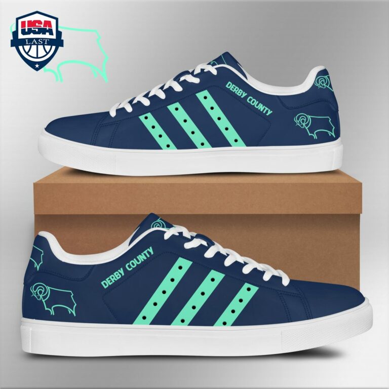 Derby County FC Turquoise Stripes Stan Smith Low Top Shoes - Gang of rockstars