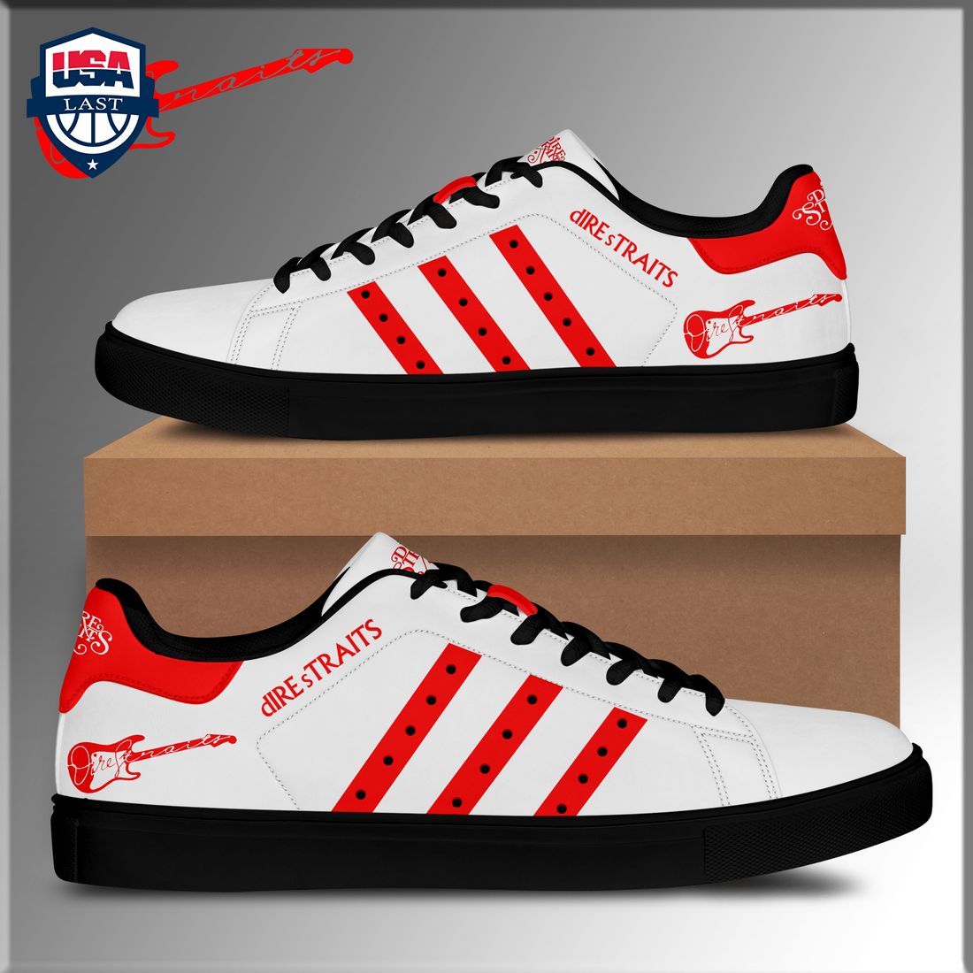 Dire Straits Red Stripes Style 1 Stan Smith Low Top Shoes - Handsome as usual