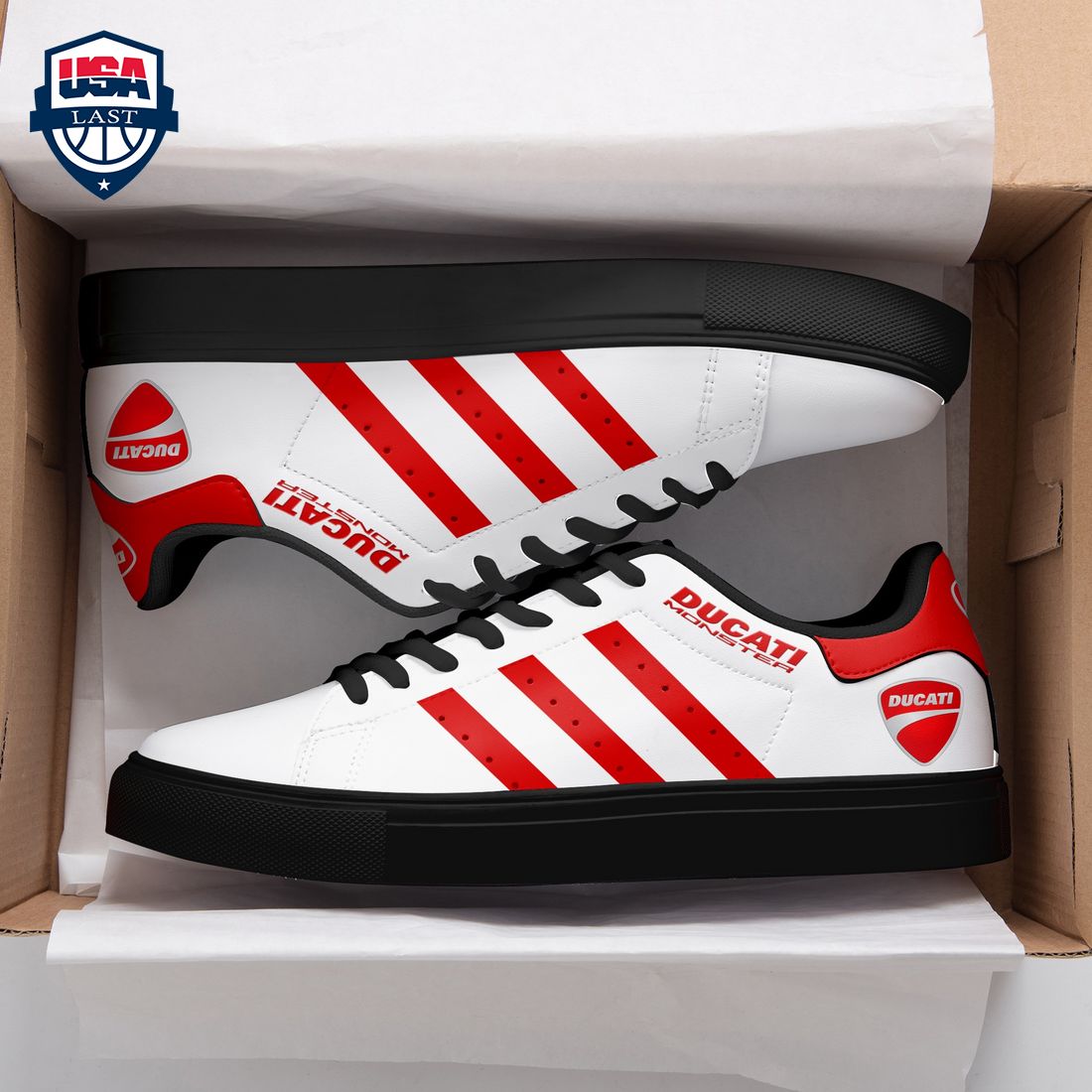 Ducati Monster Red Stripes Stan Smith Low Top Shoes