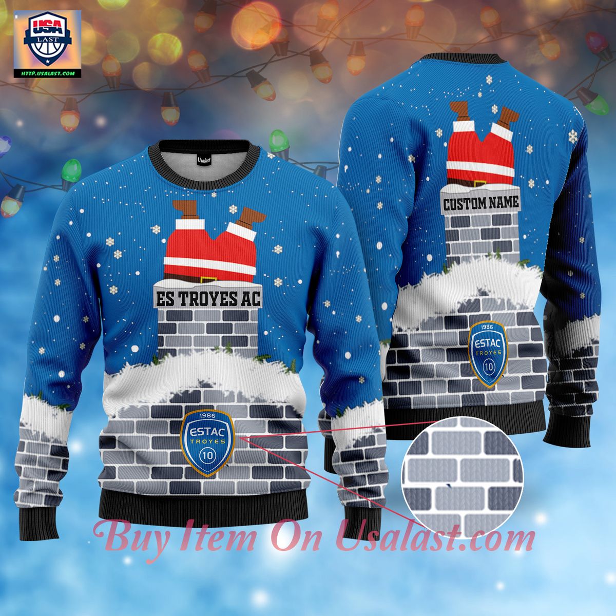 Hot Sale ES Troyes AC Santa Claus Custom Name Ugly Christmas Sweater