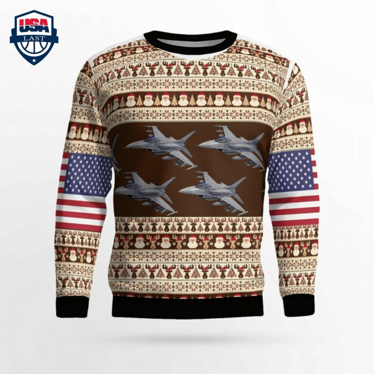 F-16 Fighting Falcon 3D Christmas Sweater - Elegant and sober Pic
