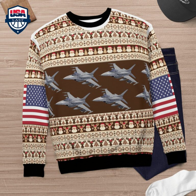 F-16 Fighting Falcon 3D Christmas Sweater - Cutting dash