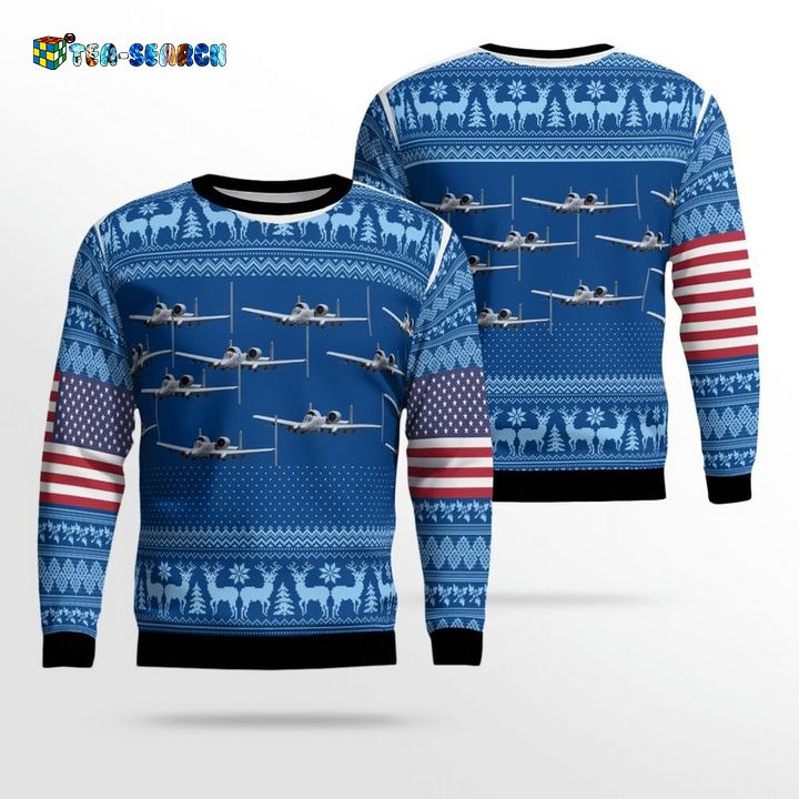 Fairchild Republic A-10 Thunderbolt II Christmas Ugly Sweater 3D