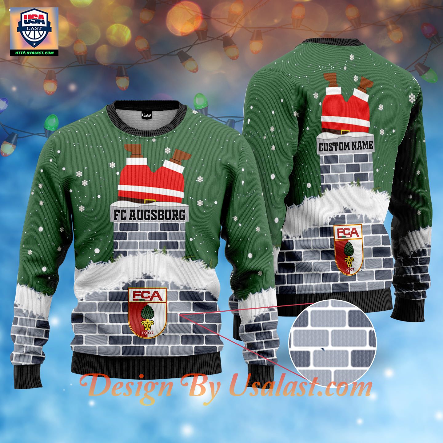 Nice FC Augsburg Custom Name Ugly Christmas Sweater – Green Version
