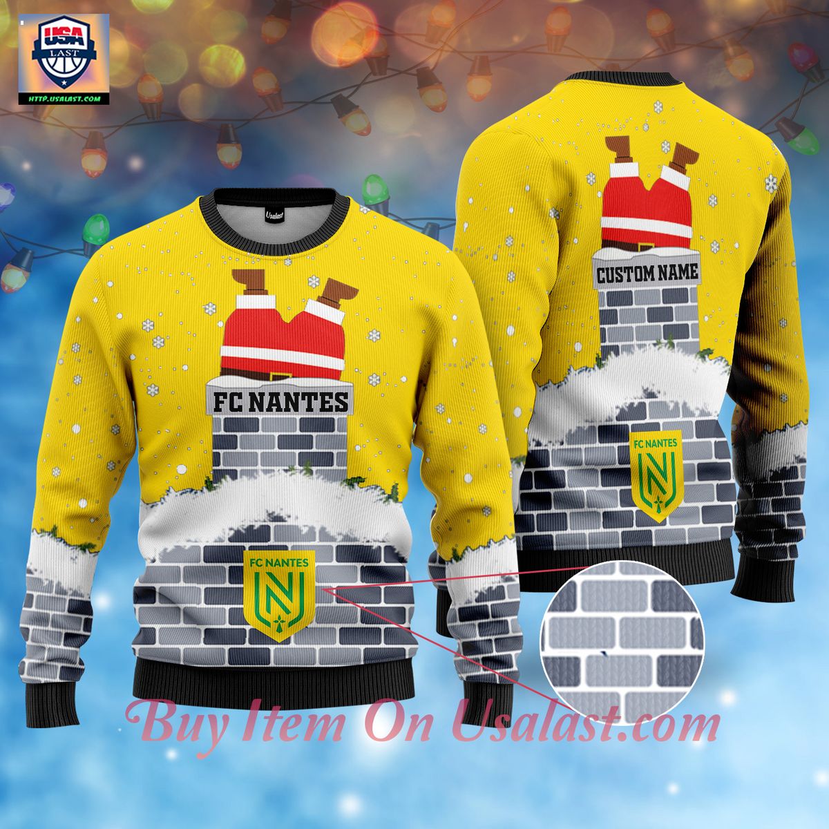 Hot Trend FC Nantes Santa Claus Custom Name Ugly Christmas Sweater