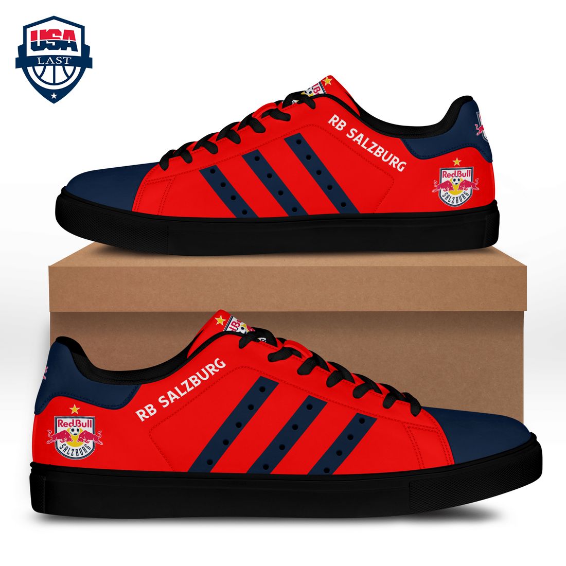 FC Red Bull Salzburg Navy Stripes Style 2 Stan Smith Low Top Shoes
