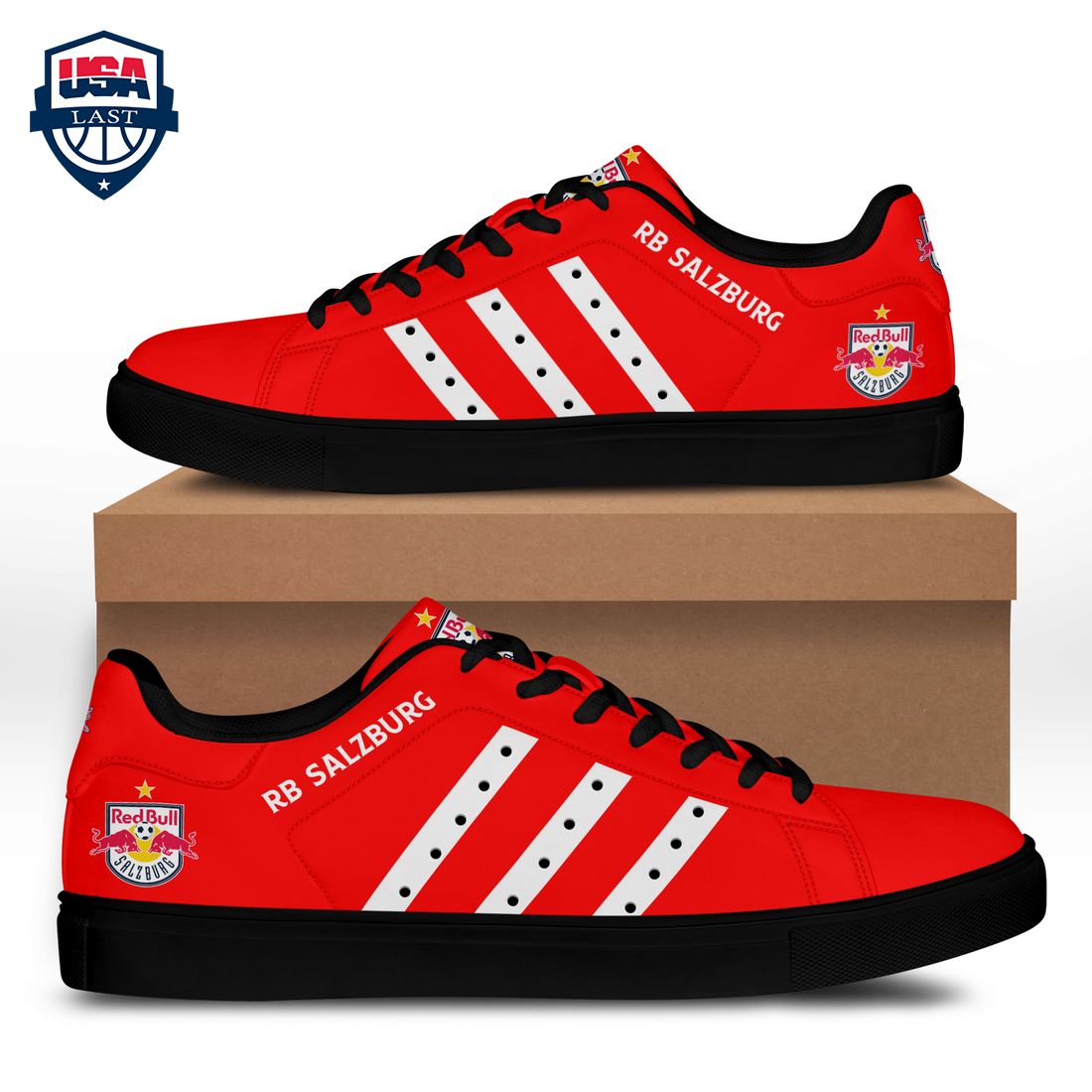 FC Red Bull Salzburg White Stripes Stan Smith Low Top Shoes