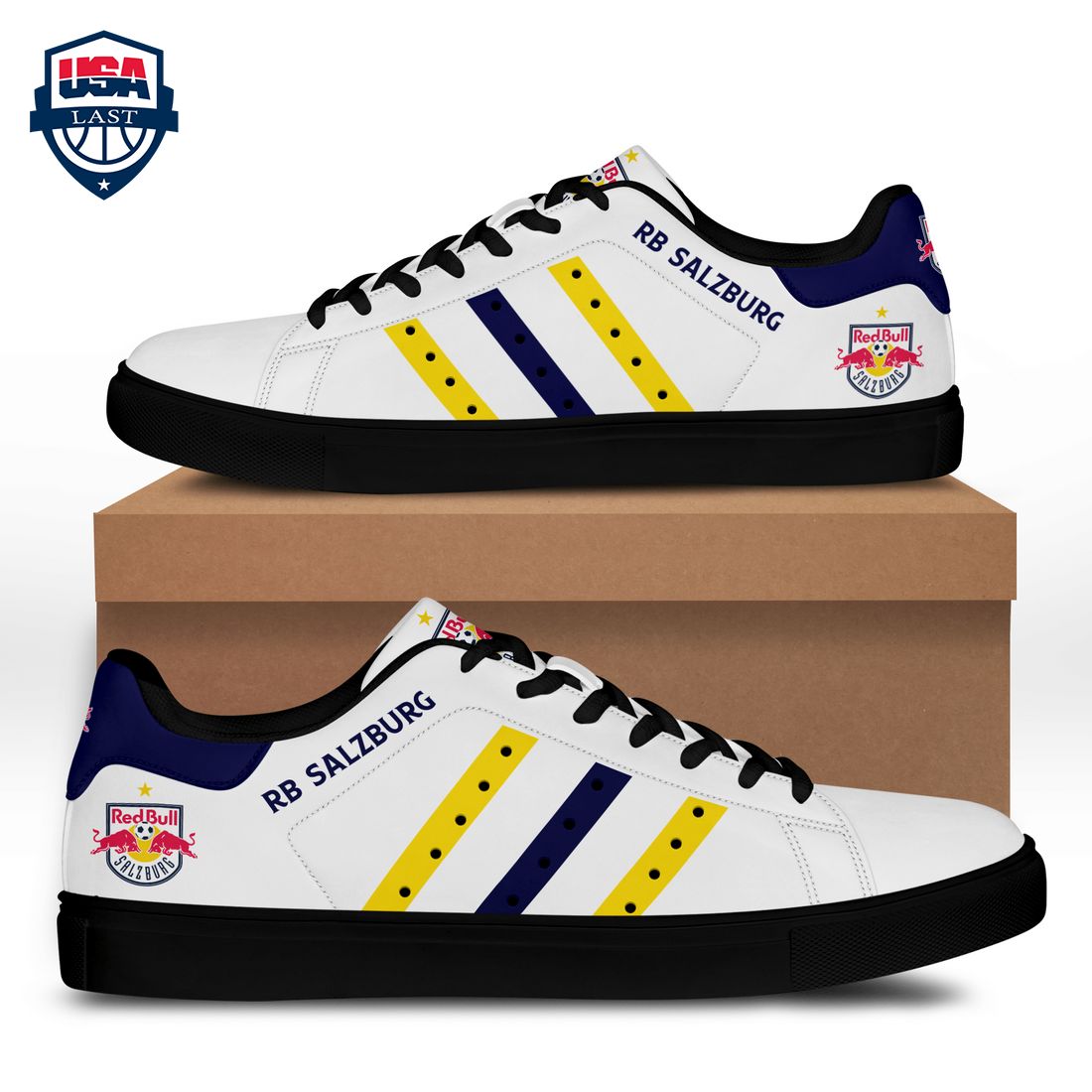 FC Red Bull Salzburg Yellow Navy Stripes Stan Smith Low Top Shoes