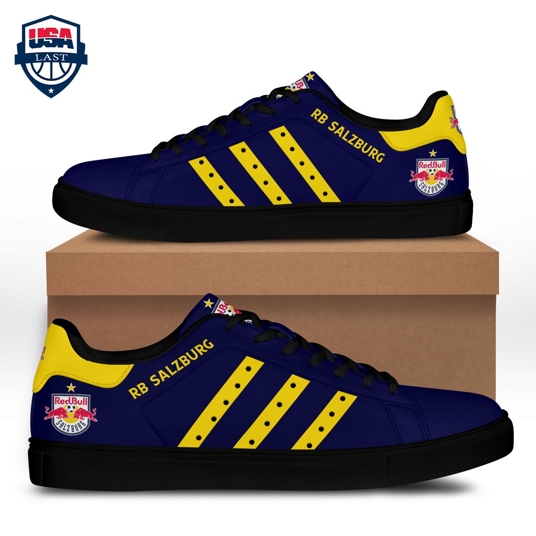 FC Red Bull Salzburg Yellow Stripes Style 1 Stan Smith Low Top Shoes