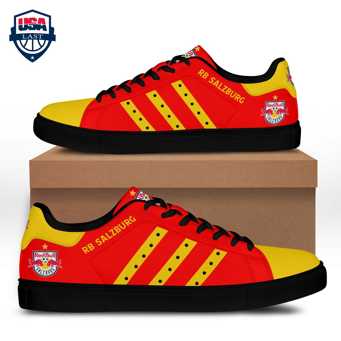FC Red Bull Salzburg Yellow Stripes Style 2 Stan Smith Low Top Shoes