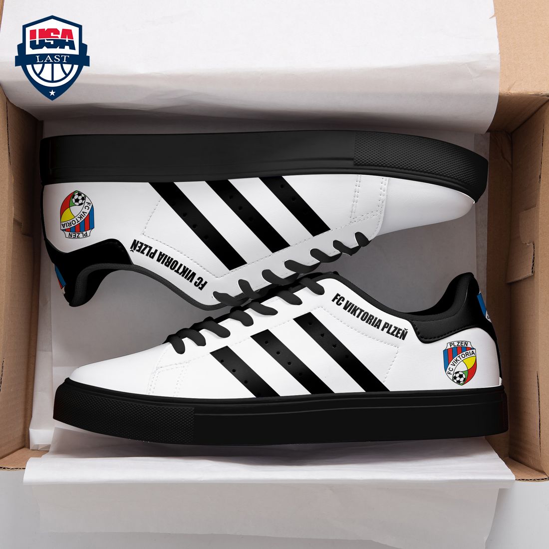 FC Viktoria Plzen Black Stripes Style 1 Stan Smith Low Top Shoes