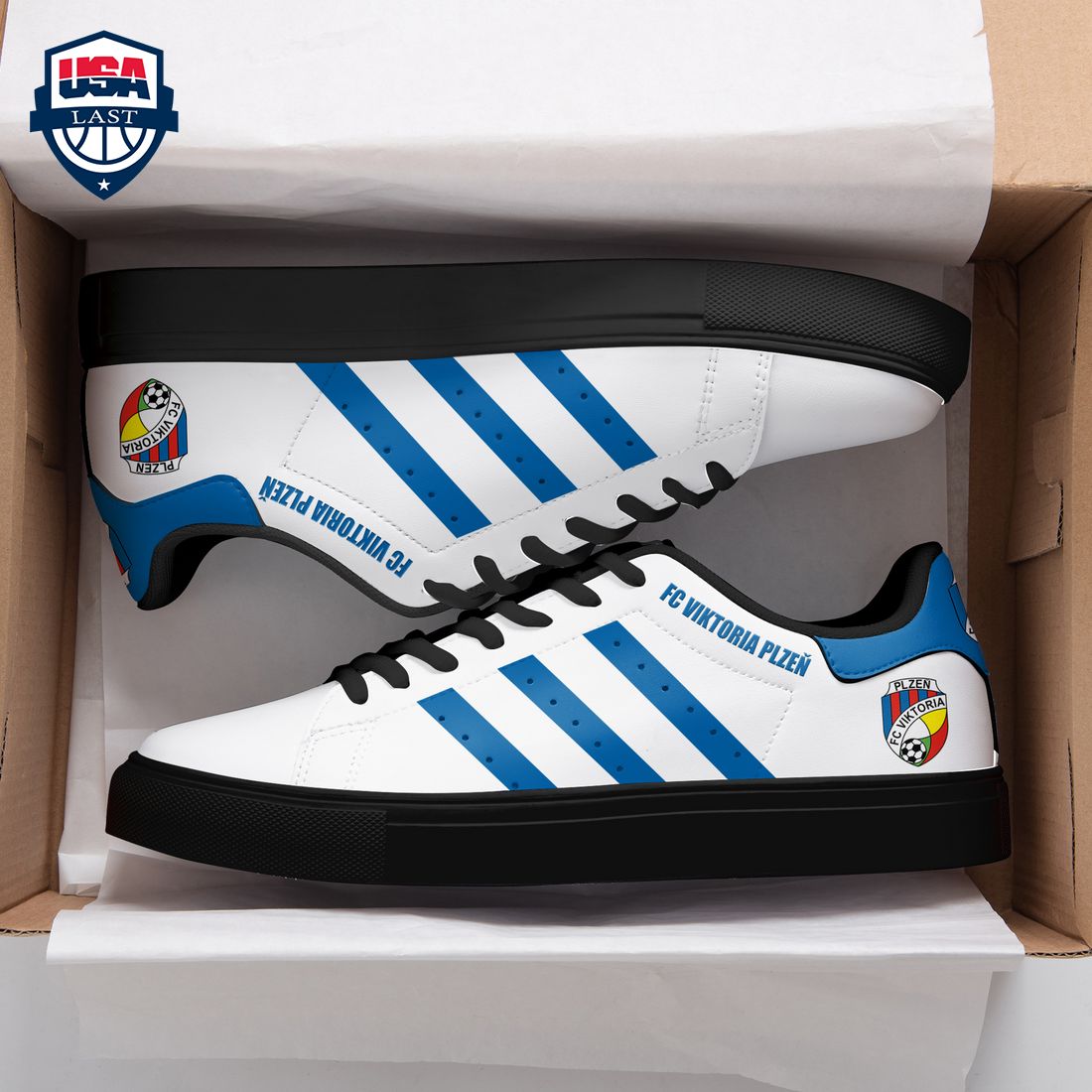 FC Viktoria Plzen Blue Stripes Stan Smith Low Top Shoes
