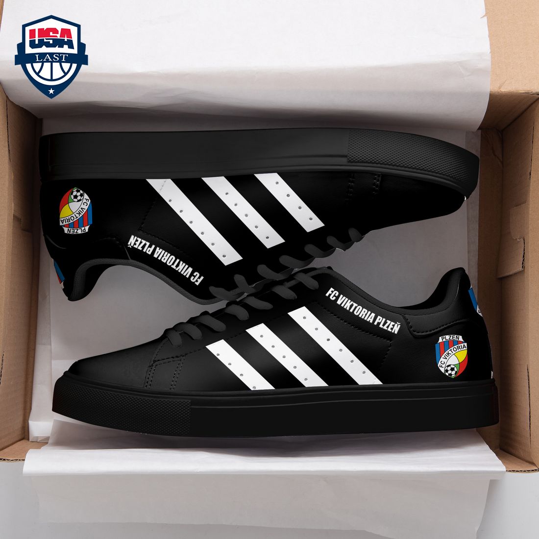 FC Viktoria Plzen White Stripes Style 2 Stan Smith Low Top Shoes